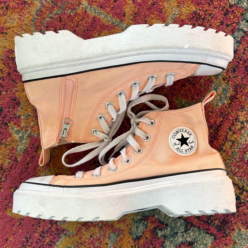 Converse | Women’s Peach All Star Lift Platform Side Zip Hi-Top Sneakers Sz 5.5 - Picture 7 of 16